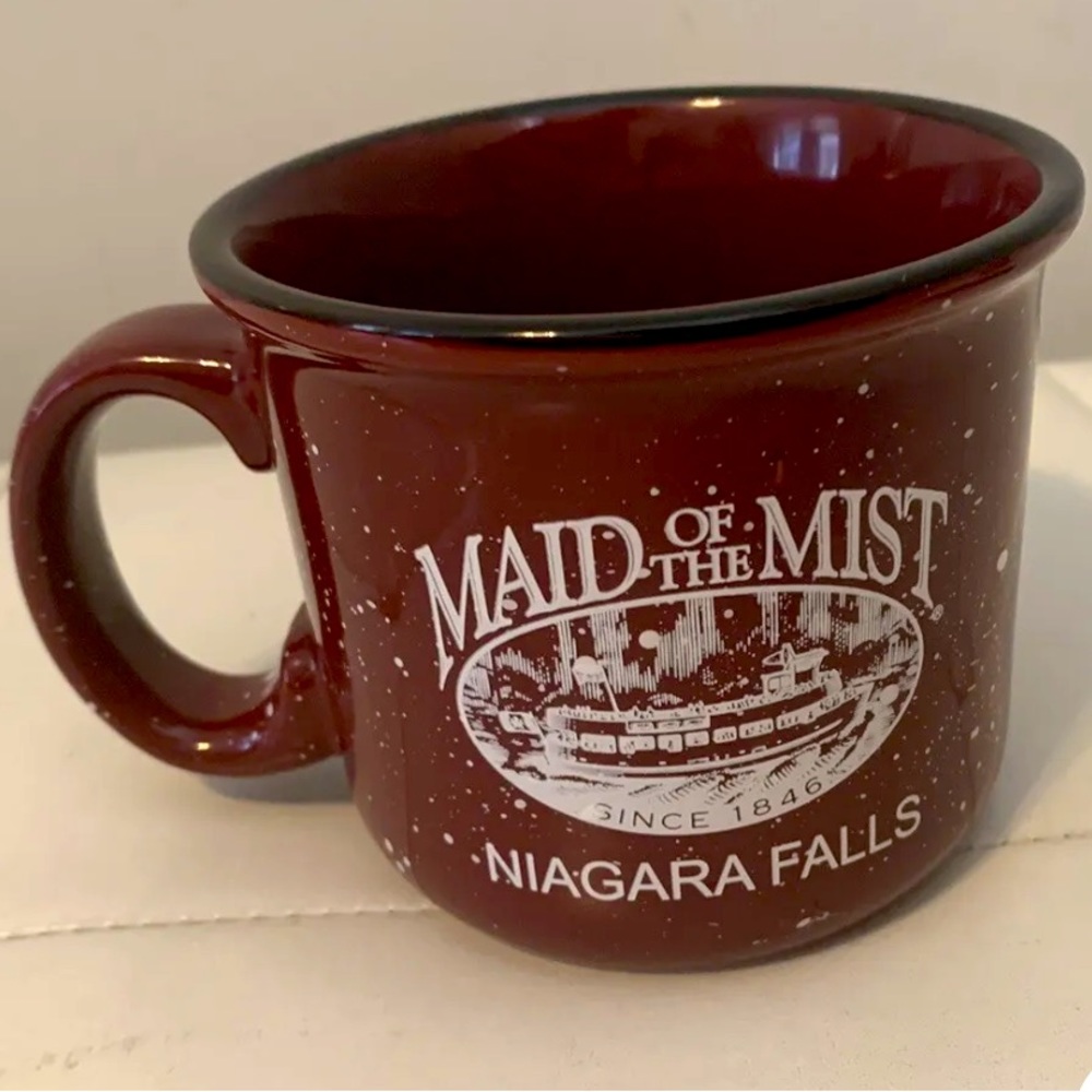 Niagra Falls Canada "Maid of the Mist" Burghandy speckled Coffee Mug